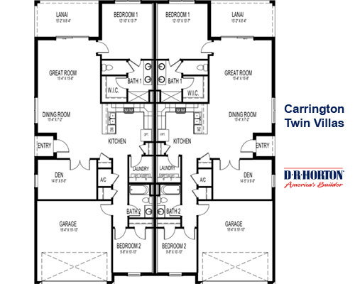 D.R. Horton Carrington Twin Villa Floorplan at West Port in Port Charlotte FL